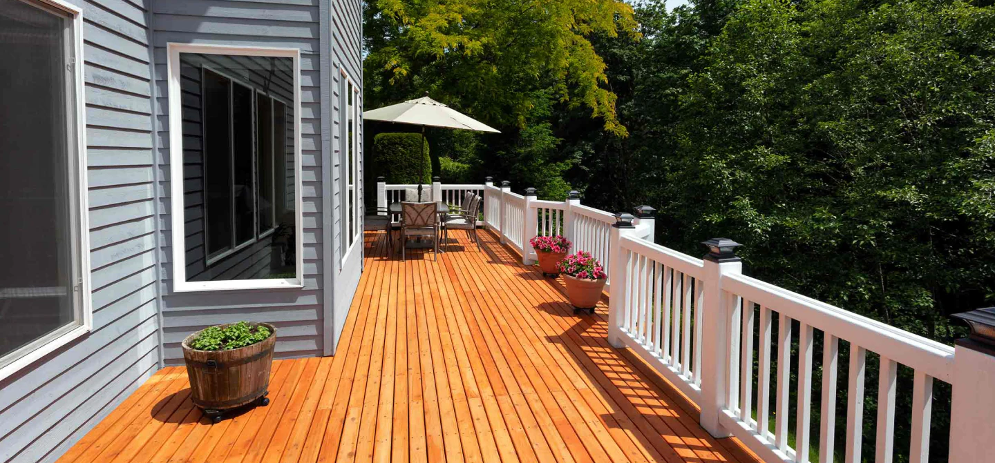 residential property backpatio with new deck installed with white rails milton wv
